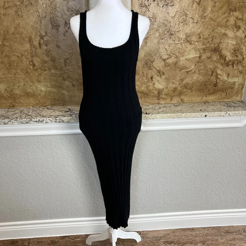 Free People FP Beach Santos Sweater Bodycon Midi Dress Small Ribbed Black Resort